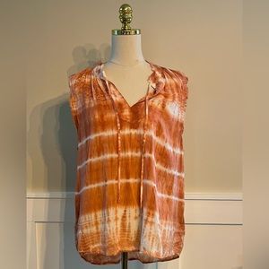 Bella Dahl Pink & White Tie Dye Sleeveless Top Sz Large